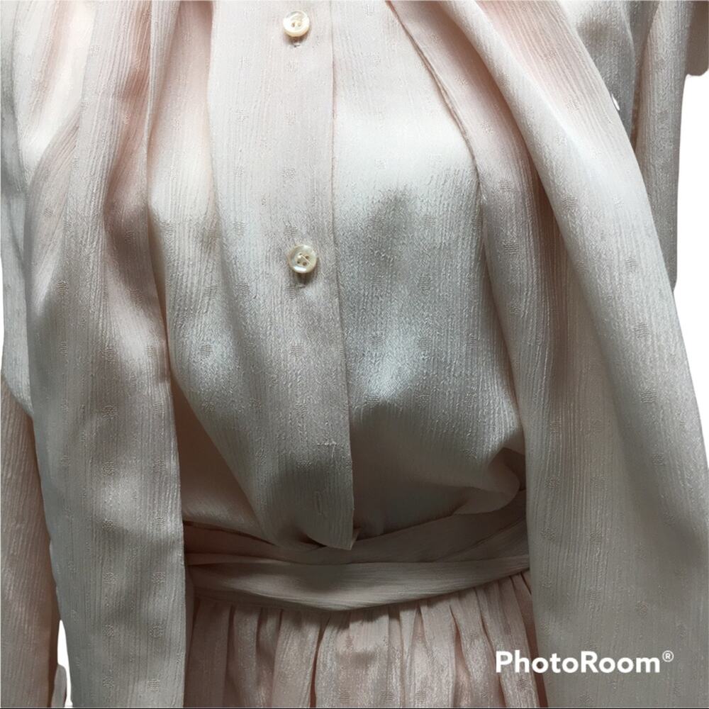 Vintage Breckenridge Pink Tie Blouse and Skirt Set Size 8 - Picture 8 of 11